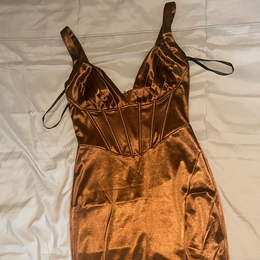 Windsor Copper Satin Midi Dress